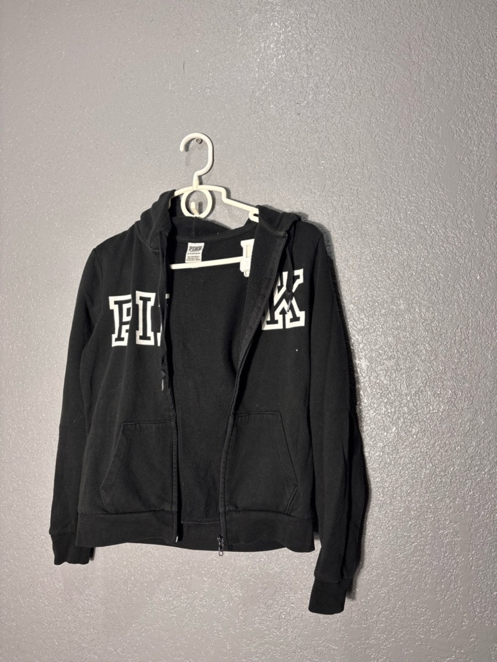 PINK Victoria's Secret Girls' Black Zip-Up Hoodie Jacket